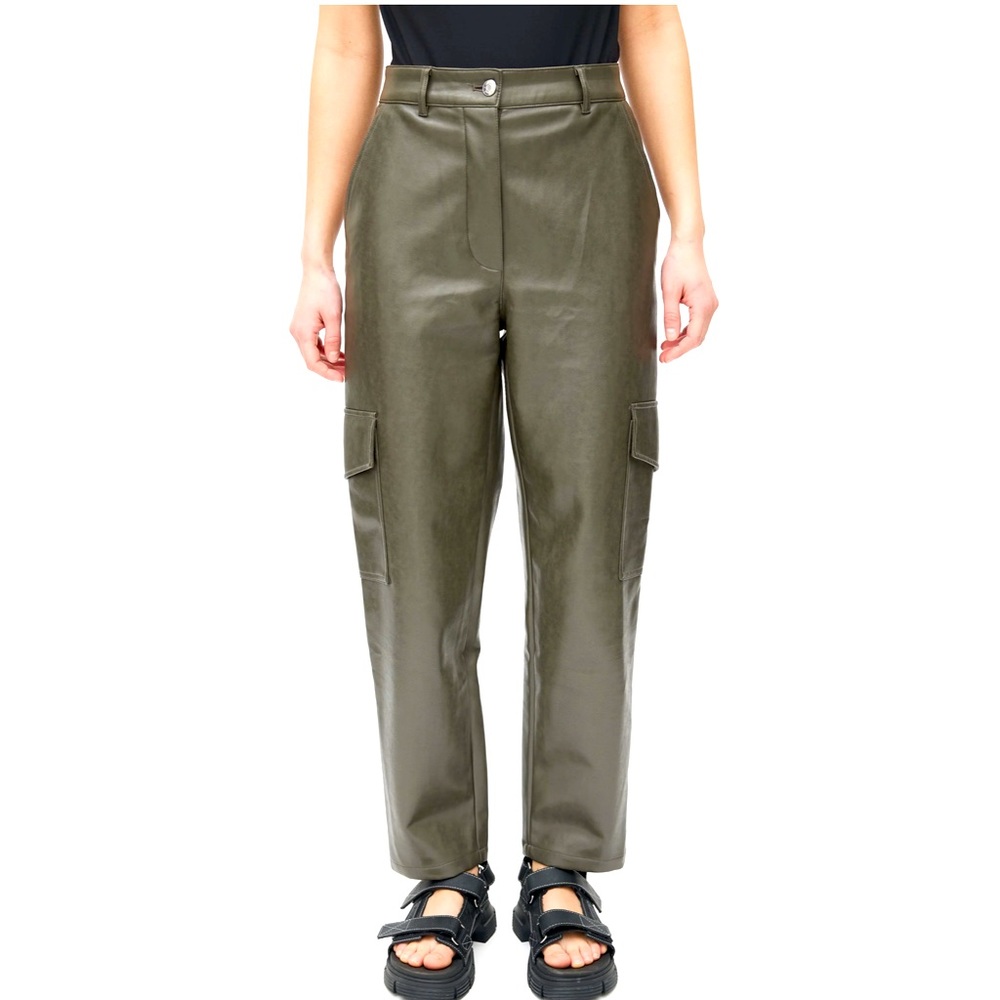 Wilfred Aritzia Faux Leather Modern Cargo Pockets Ankle Grey Pants Size 0 R $167